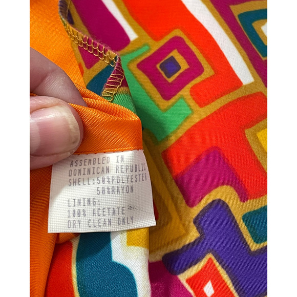 Vintage 90s Gilmor Sz 14 Boxy Suit Jacket Blazer Graphic Print Insert Orange New - Picture 10 of 11